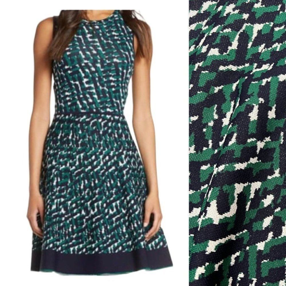 Eliza J Women’s XS Sleeveless Knit Sweater Dress Fit And Flare Green Blue Party